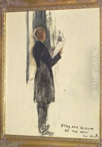 William Elwell R.a. "study For "reading Of The Will"" Signed And Inscribed With The Title, Also Inscribed With The Title And The Artist's Name Verso By A Later Hand by Fred Millard