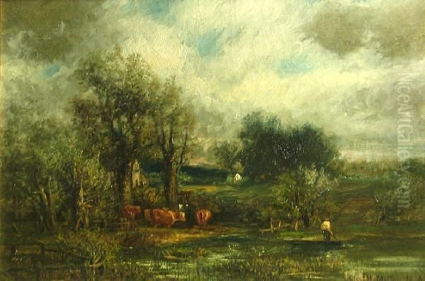 Cattle Watering In A Stream - view 1