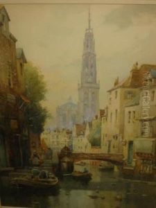Dutch Town Scene by James Robertson Miller