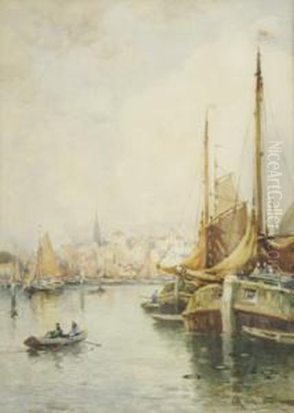Boats In A Continental Harbour - view 1