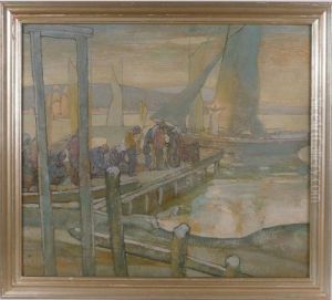 Mystical Wharf Scene With Worshipers by Richard Emile Miller