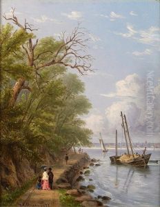 By The Waterside, Hoboken, New Jersey; by William Rickarby Miller