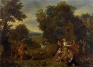 Moses, Driving The Herdsmen From The Well Of Midian by Francisque Millet