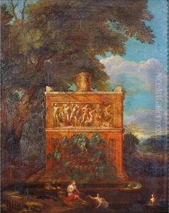 "ninfas En Un Paisaje Con Ruinas Clasicas" by Jean-Francois Millet