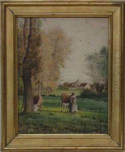 Paysanne Et Ses Vaches by Jean-Francois Millet