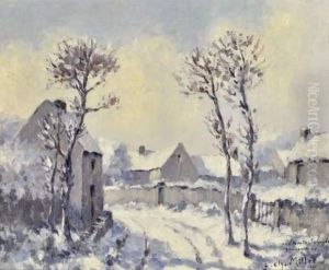 Village Sous La Neige by Jean-Charles Millet