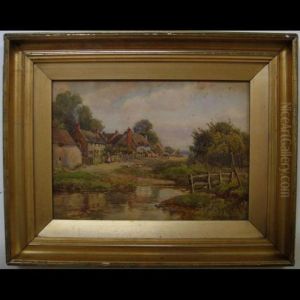 Figures And Ducks Before Cottages