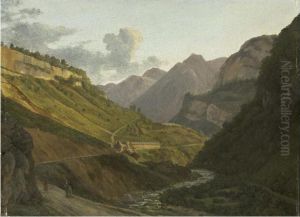 Vue Des Eaux Chaudes Dans Les Basses Pyrenees by Alexandre Louis R. Millin Du Perreux