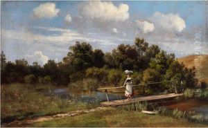 Sommerliche Landschaft Mit Einer W by Karl Millner