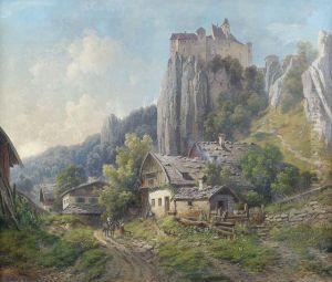 Landschaft Bei Bozen Mit Der Burg Runkelstein by Karl Millner