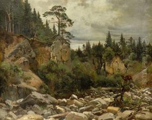 A Forest Ravine by Karl Millner