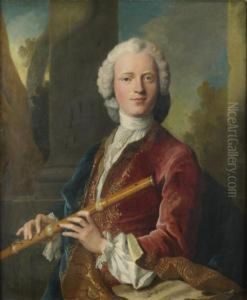 Portrait De Gentilhomme Jouant De La Flute Traversiere