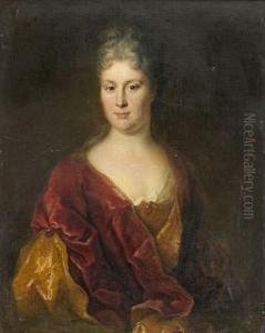 Portrait De Femme A La Robe De Velours Rouge