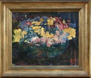 Still Life Study Of Flowers In A Bowl by Malcolm Milne