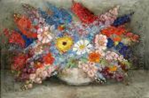 Still Life Of Summer Flowers In A Bowl - view 1
