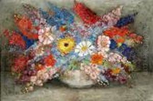 Still Life Of Summer Flowers In A Bowl by Malcolm Milne