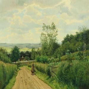 Landscape With Milkmaid On A Dirt Road