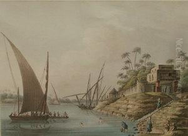 "an Arabian Summer House Uponantique Fragments In The Canal Of Menouf" - view 1