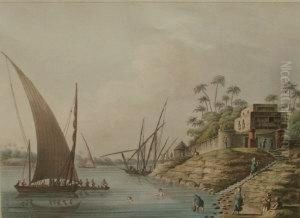 "an Arabian Summer House Uponantique Fragments In The Canal Of Menouf" by Thomas Milton