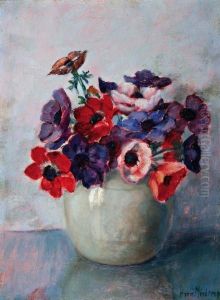 Rode En Paarse Papaver by Henri Minderop