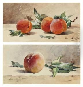 Nature Morte Aux Trois Peches; Et Nature Morte Avec Une Peche by Louis Emile Minet