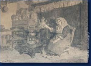 Vieille Femme Dans Uninterieur by Jean-Louis Minne