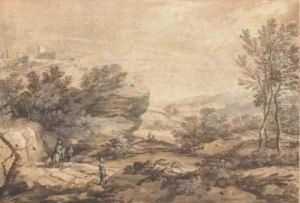 Un Paysage Avec Un Rocher Au Dessus D'un Etang by Bernardino Minozzi
