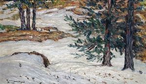 A Winter Woodland Scene by Professor Filiberto Minozzi