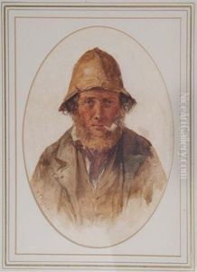 Portrait Of A Cornish Fisherman Smoking A Pipe by R.T. Minshull