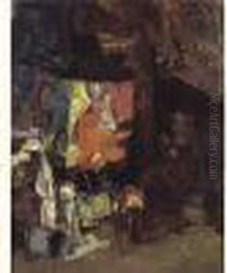 Femme Cousant Dans Un Interieur, 1881.