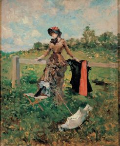 Lady With A Parasol by Francisco Miralles Galup