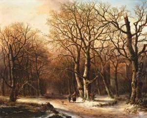 Houtsprokkelaars In Winters Bos
