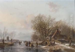 Skaters And A Sportsman On The Ice, A Windmill And Koek En Zopiebeyond