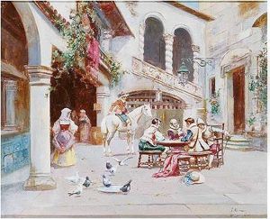 Soldados En El Patio De Unpalacio by Joaquim Miro