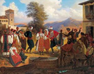 Hochzeitsgesellschaft Von Montenegrinern In Den Bergen Zwischen Dubrovnik Und Herzeg Novi Hochzeitsgesellschaft Von Montenegrinern In Den Bergen Zwischen Dubrovnik Und Herzeg Novi