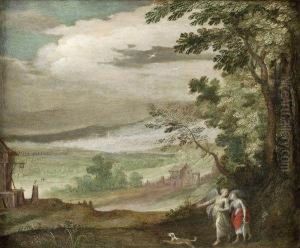Paysage Avec Tobie Et Son Chien Accompagnes De L'archange Saint Michel