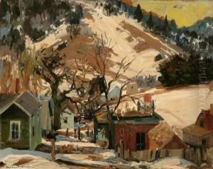 Houses In A Winter Hillside Landscape1972