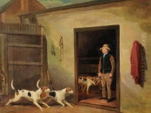 A Kennelman With His Hounds by J.A. Mitchell