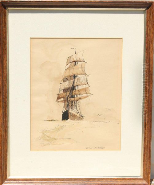 Drawing Of A Full-rigged Ship - view 1