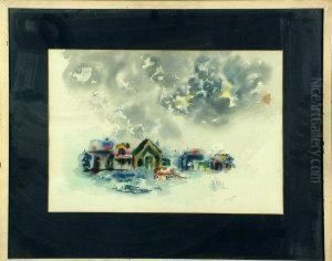 Houses And A Horsecart by James A. Mitchell
