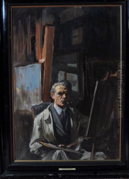 A Portrait Of The Artist Working In His Studio - view 1