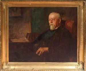 A Portrait Of A Bearded Gentleman Seated In His Study by James Edgar Mitchell