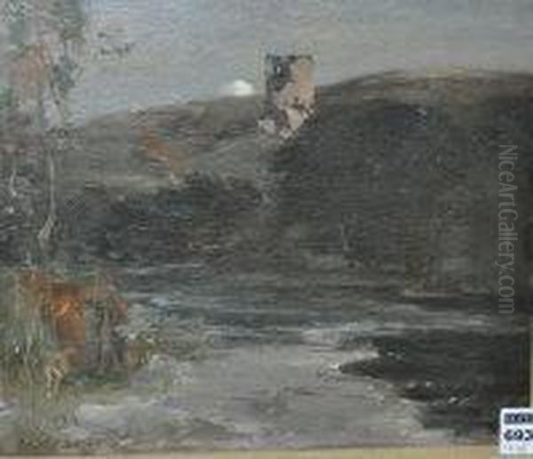 Riverside Landscape With Castle Ruin - view 1