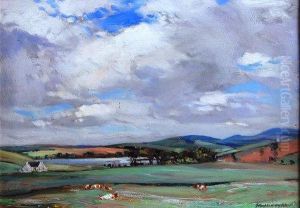 Cattle Grazing In A Scottish Landscape by John Campbell Mitchell