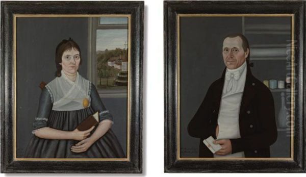 Pair Of Portraits Of Major Daniel Coffin (1763-1838) And Elizabeth Stone Coffin (1767-1811) Of Newbury, Massachusetts - view 1