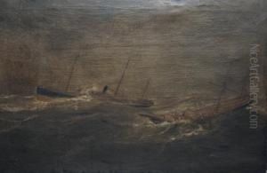 Vessels In A Severe Gale Off Maryport by William Mitchell Of Maryport