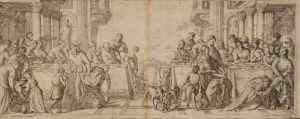 Scena Biblica
 Acquaforte, Da Un Dipinto Di Paolo Caliari, Detto Il Veronese, Firmata In Basso A Destra