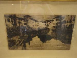 Canale Di Venezia Con Gondole E Figure by Giuseppe Miti-Zanetti