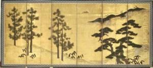 Pine Trees And Chinese Black Pines by Tosa Mitsunobu Sr
