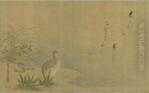 Quail And A Poem by Mitsuoki, Tosa
